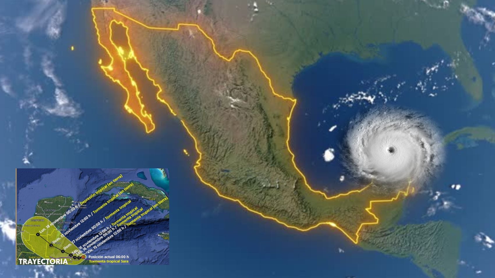 Se formará el HURACÁN SARA? Tormenta Tropical se desplaza por México;  trayectoria y estados afectados – Fox Sports